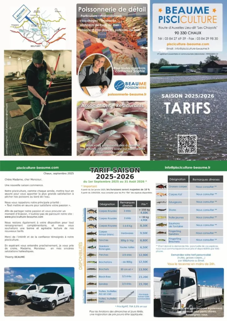 BR Beaume Tarifs 2026